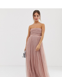 Anaya With Love Tulle Bandeau Maxi Dress With In Blush