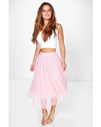 Boohoo Petite Shania Tulle Full Midi Skirt