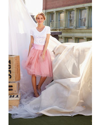 Shabby Apple Spring Street Tulle Midi Skirt Pink