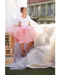 Shabby Apple Spring Street Tulle Midi Skirt Pink