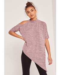 Missguided Cold Shoulder Choker Neck Tunic Pink