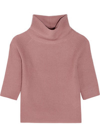 Allude Ribbed Cashmere Turtleneck Sweater Antique Rose