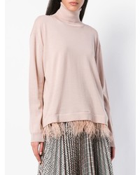 P.A.R.O.S.H. Roll Neck Feather Trim Sweater