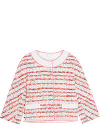 Moschino Boutique Lace And Grosgrain Trimmed Boucl Tweed Jacket Pink
