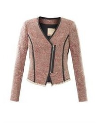 Rebecca Taylor Leather Trim Tweed Jacket