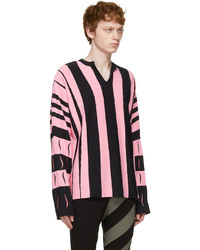 Kiko Kostadinov Black Pink Striped Hydra Sweater