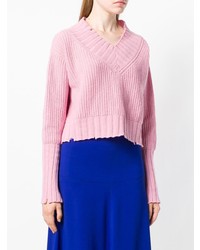 MSGM Cropped Ribbed Jumper