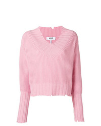 MSGM Cropped Ribbed Jumper