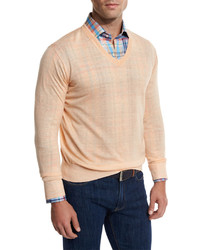 Peter Millar Lightweight Wool Linen V Neck Sweater