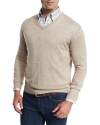 Peter Millar Lightweight Wool Linen V Neck Sweater