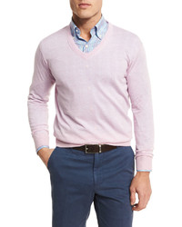 Peter Millar Lightweight Wool Linen V Neck Sweater