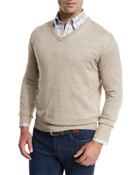 Peter Millar Lightweight Wool Linen V Neck Sweater