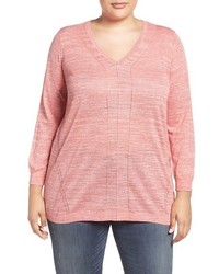 Sejour Plus Size Space Dyed V Neck Sweater