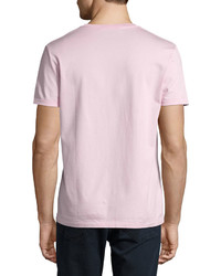 Burberry Lindon Cotton V Neck T Shirt Light Pink