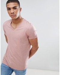 ASOS DESIGN T Shirt With V Neck In Pink