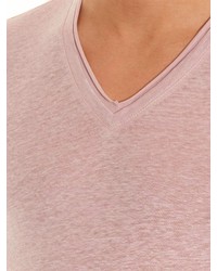 John Varvatos V Neck Linen Jersey T Shirt