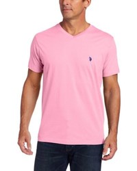 U.S. Polo Assn. V Neck Short Sleeve T Shirt Coastal Pink Large