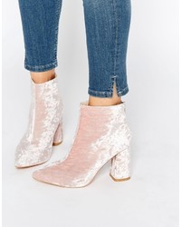 Pink Velvet Ankle Boots