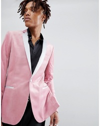 ASOS DESIGN Super Skinny Blazer In Dusky Pink Velvet