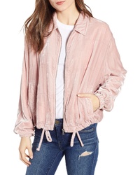 Pink Velvet Bomber Jacket