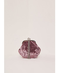 Missguided Chain Handle Velvet Clutch Bag Pink