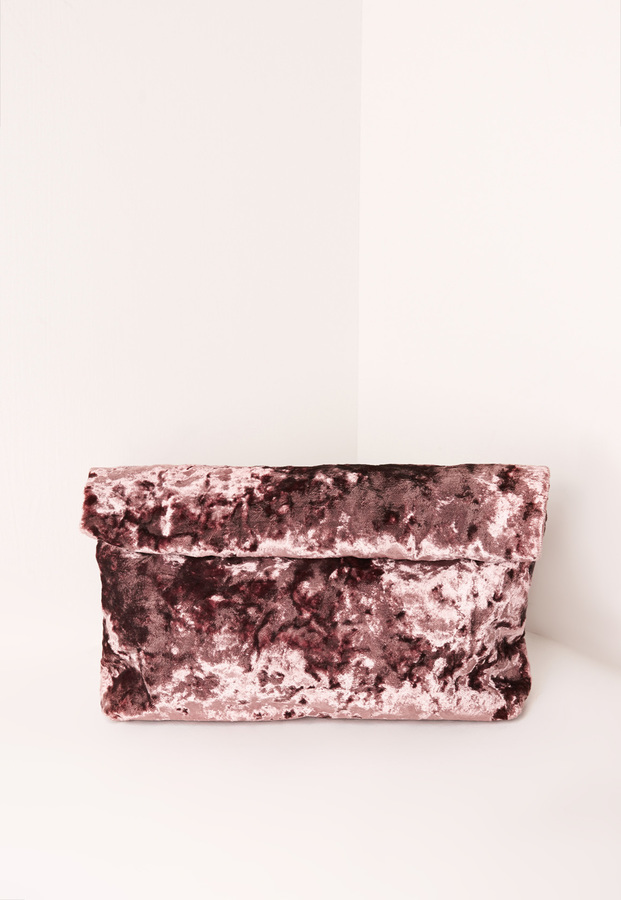 pink velvet clutch bag