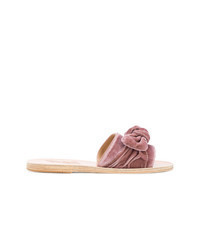 Pink Velvet Flat Sandals