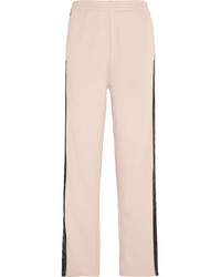 MM6 MAISON MARGIELA Velvet Trimmed Cotton Jersey Track Pants Pastel Pink