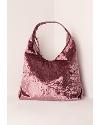 Missguided Velvet Slouch Tote Bag Pink