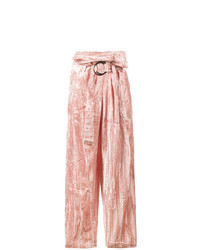 Pink Velvet Wide Leg Pants