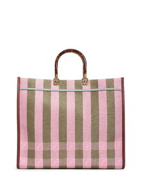 Pink Vertical Striped Canvas Tote Bag