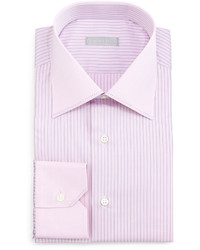 Stefano Ricci Contrast Collar Striped Dress Shirt Pink