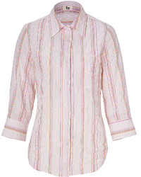 L'Agence Lagence Pink Multi Striped Cotton Shirt