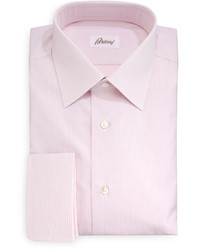 Brioni Rope Stripe French Cuff Dress Shirt Pink
