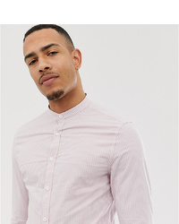 ASOS DESIGN Tall Skinny Smart Stripe Shirt In Pink