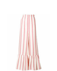 Pink Vertical Striped Flare Pants