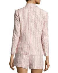 ATM Anthony Thomas Melillo Cotton Linen School Boy Blazer Pink Pattern