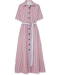 Evi Grintela Valerie Striped Linen And Cotton Blend Midi Dress