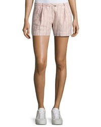 Pink Vertical Striped Linen Shorts