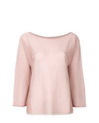 Pink Vertical Striped Long Sleeve Blouse