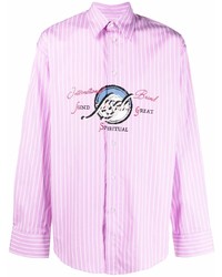 MSGM Logo Print Pinstripe Shirt