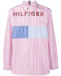 Tommy Hilfiger Logo Print Striped Shirt