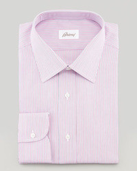 Brioni Multi Stripe Dress Shirt Pink