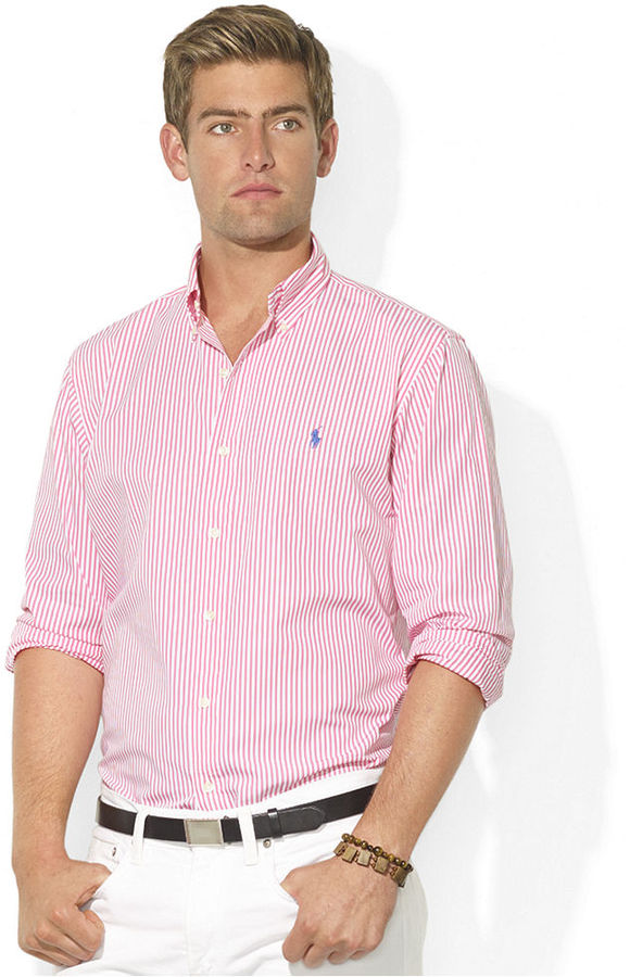 Polo Ralph Lauren Shirt Classic Fit Long Sleeve Striped Poplin Sport ...