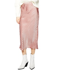 Pink Vertical Striped Midi Skirt