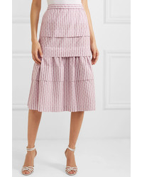 Anna Mason Mademoiselle Tiered Striped Fil Coup Skirt