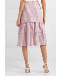 Anna Mason Mademoiselle Tiered Striped Fil Coup Skirt