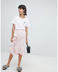 Pink Vertical Striped Pencil Skirt