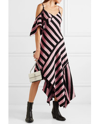 MARQUES ALMEIDA Asymmetric Embellished Striped Satin Twill Midi Dress
