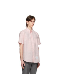 Thom Browne Pink Seersucker Short Sleeve Shirt